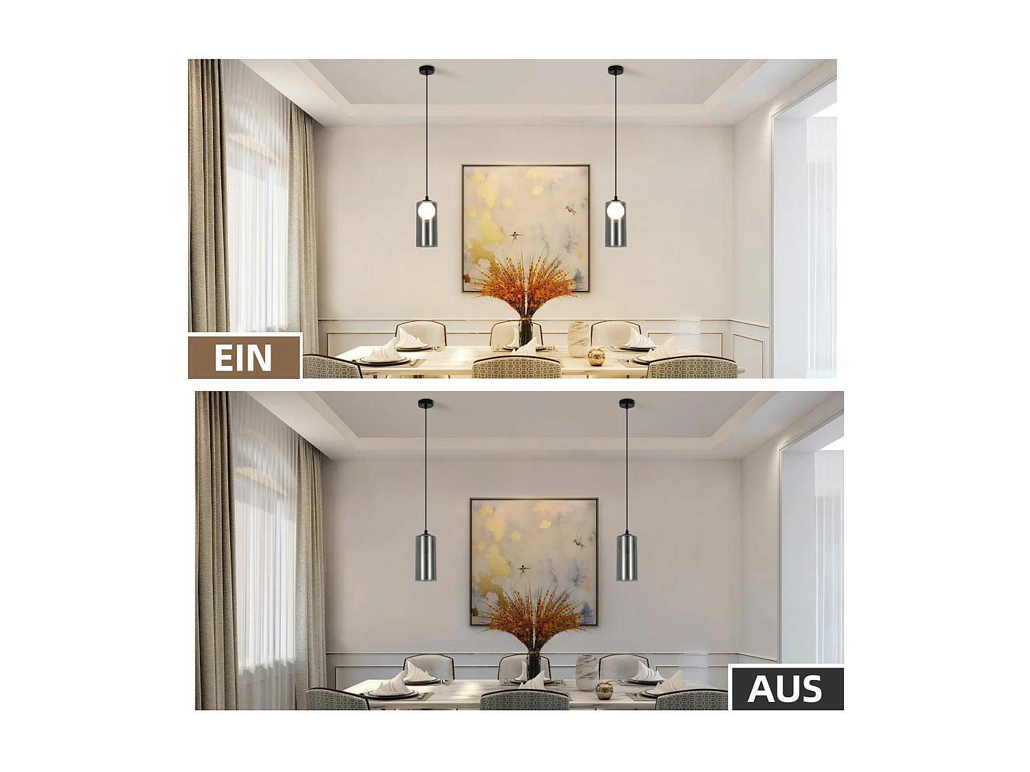 Lampe à Suspension  1er Vintage Pour Table à Manger, Gris Fumé, G9, Ovale, Hauteur Réglable, Pour Salon