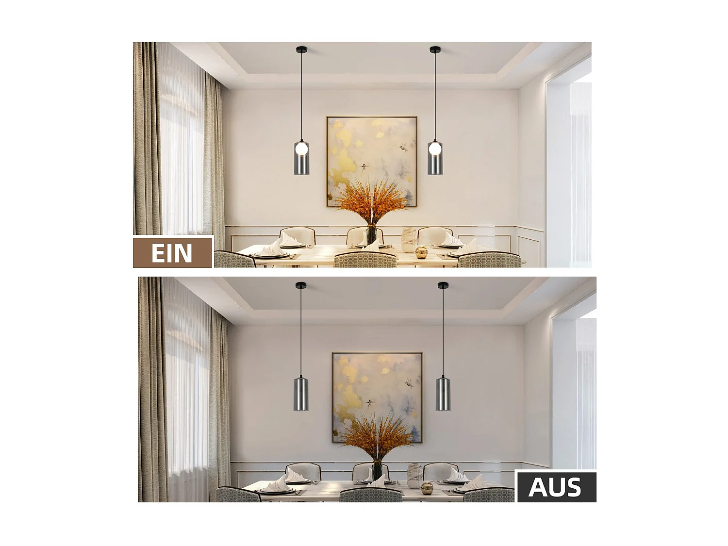 Lampe à Suspension  1er Vintage Pour Table à Manger, Gris Fumé, G9, Ovale, Hauteur Réglable, Pour Salon