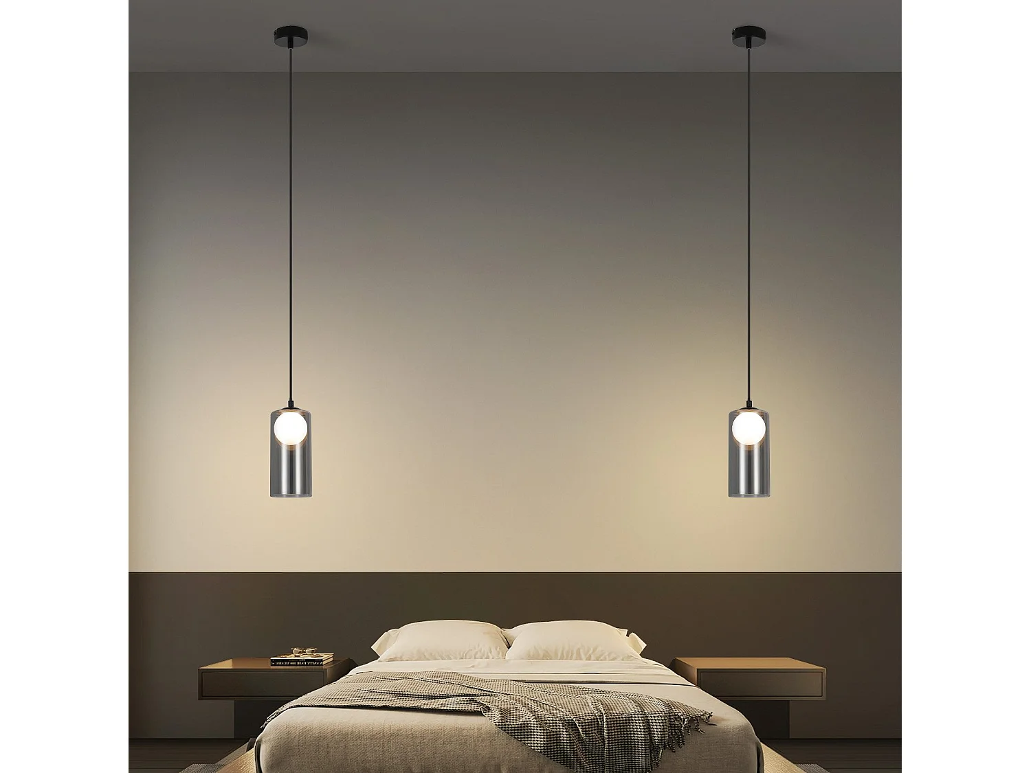 Lampe à Suspension  1er Vintage Pour Table à Manger, Gris Fumé, G9, Ovale, Hauteur Réglable, Pour Salon