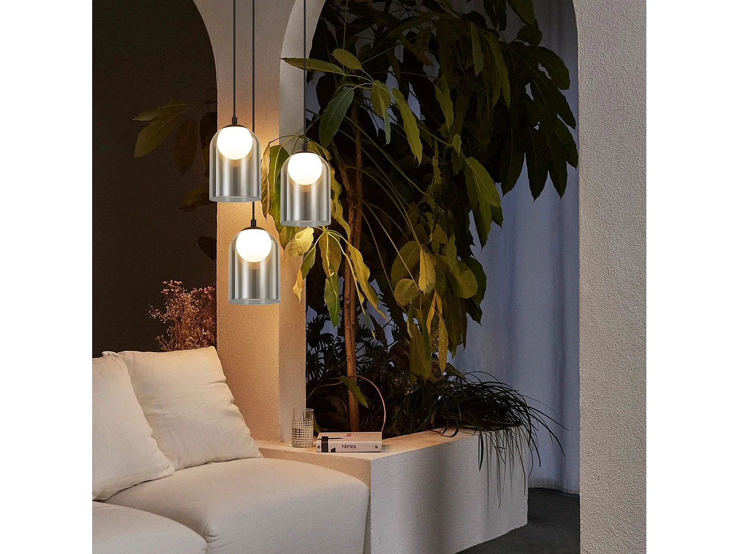 Pierwsza lampa wisząca Vintage do stołu jadalnego, przydymiona szarość G9, owalna, regulowana wysokość