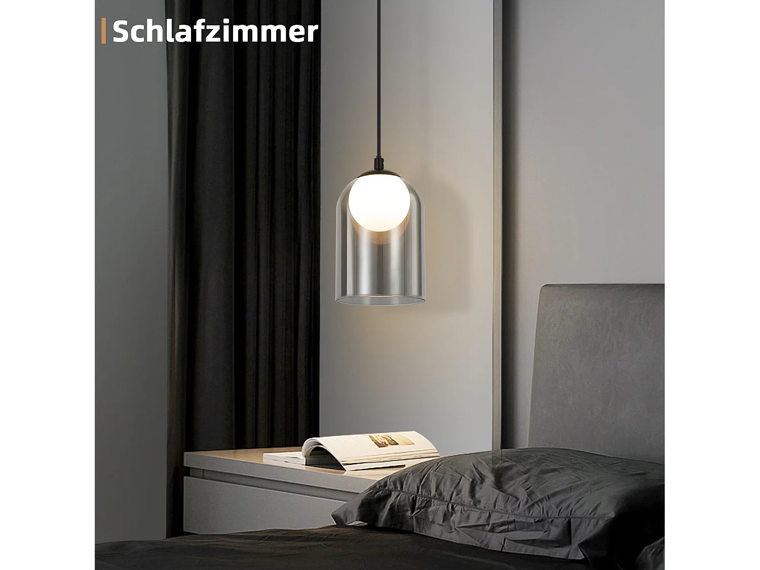 Pierwsza lampa wisząca Vintage do stołu jadalnego, przydymiona szarość G9, owalna, regulowana wysokość