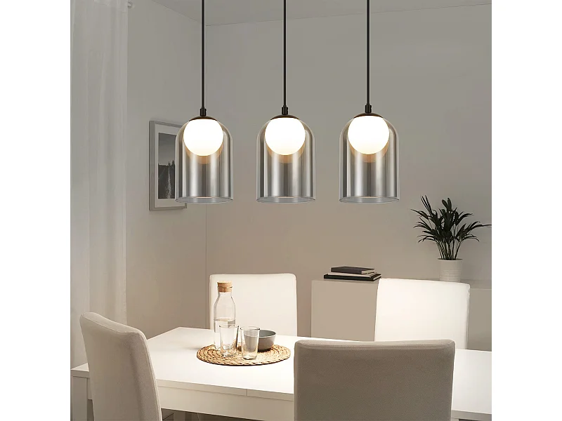 1e Vintage Hanglamp Voor Eettafel Gerookt Grijs G9, Ovaal Hoogte Verstelbaar