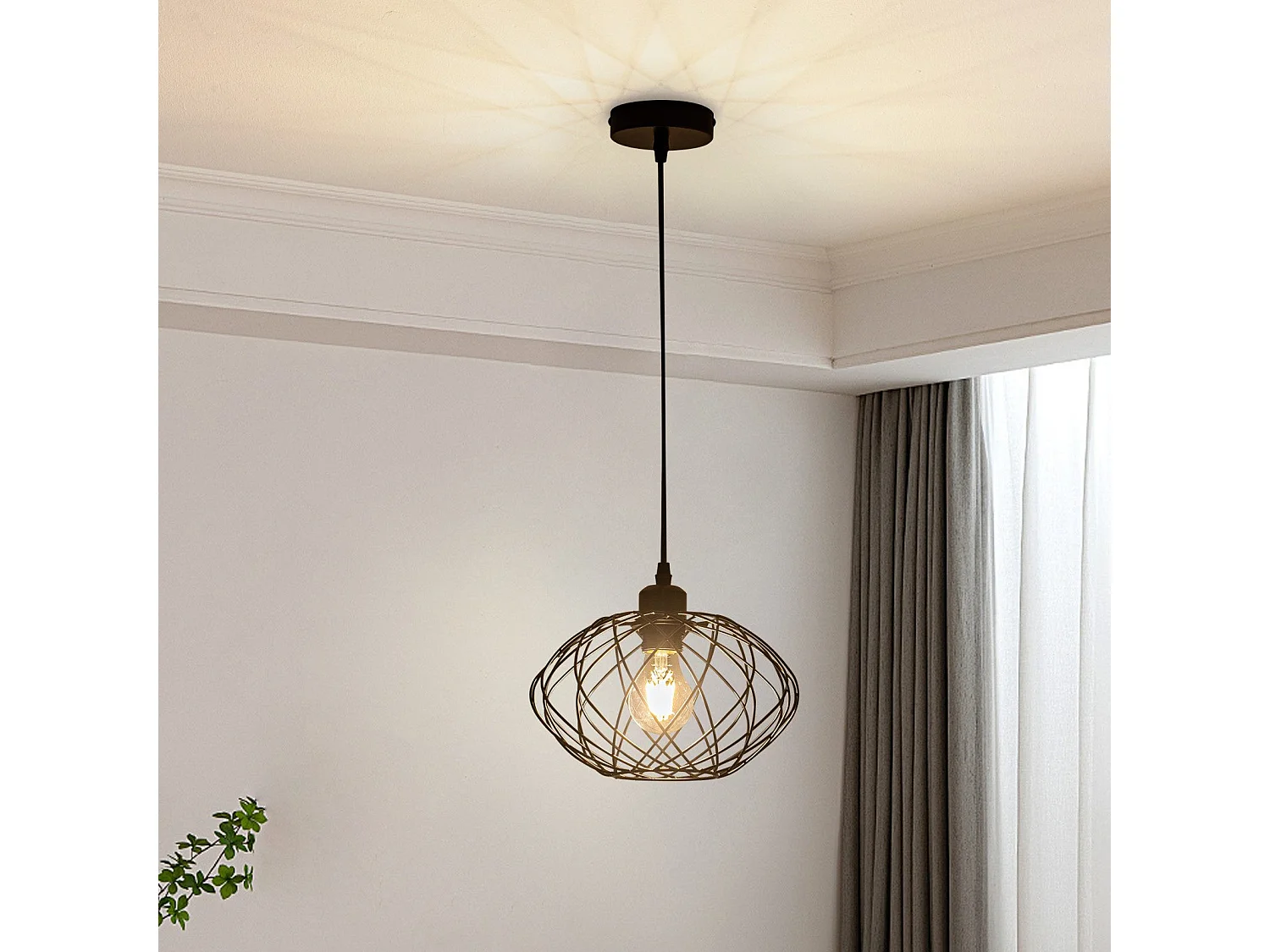 NETTLIFE Lampe à suspension Lampe à suspension noire industrielle - Lampe à suspension Métal Vintage E27 Lampe à suspension Rétro