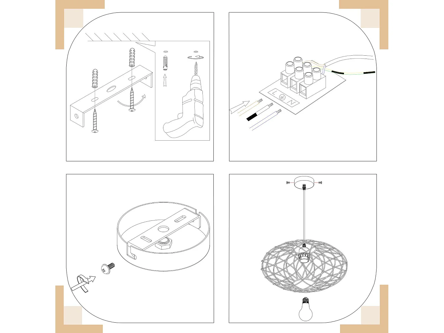 NETTLIFE Lampe à suspension Lampe à suspension noire industrielle - Lampe à suspension Métal Vintage E27 Lampe à suspension Rétro