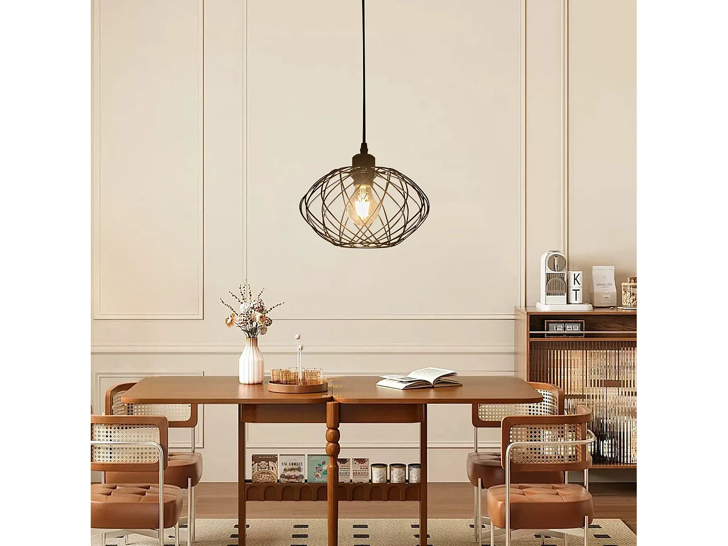 NETTLIFE Lampe à suspension Lampe à suspension noire industrielle - Lampe à suspension Métal Vintage E27 Lampe à suspension Rétro