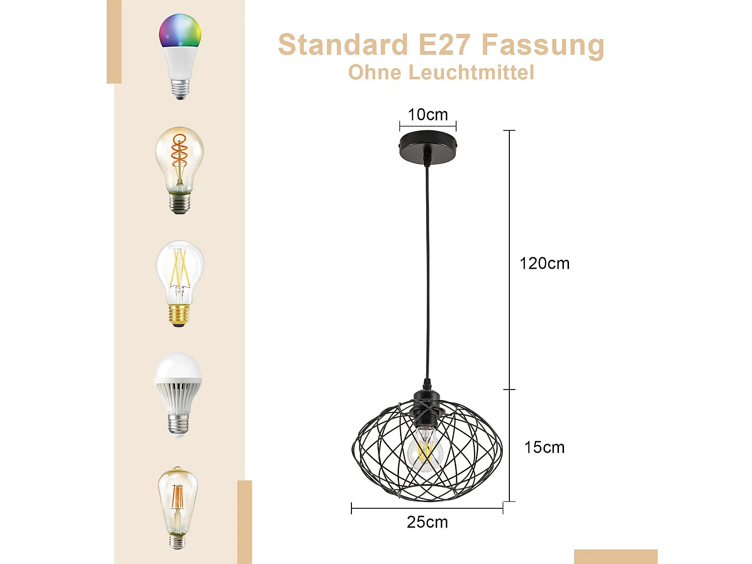 NETTLIFE Lampe à suspension Lampe à suspension noire industrielle - Lampe à suspension Métal Vintage E27 Lampe à suspension Rétro