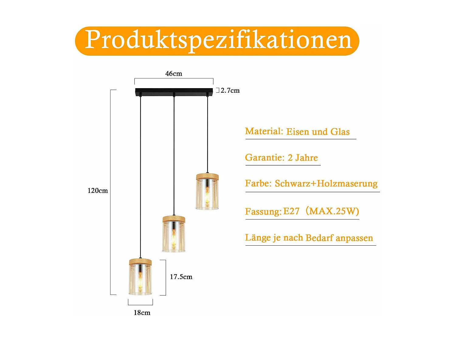Vintage glazen 3-vlams eettafel hanglamp E27 hanglamp voor woonkamer