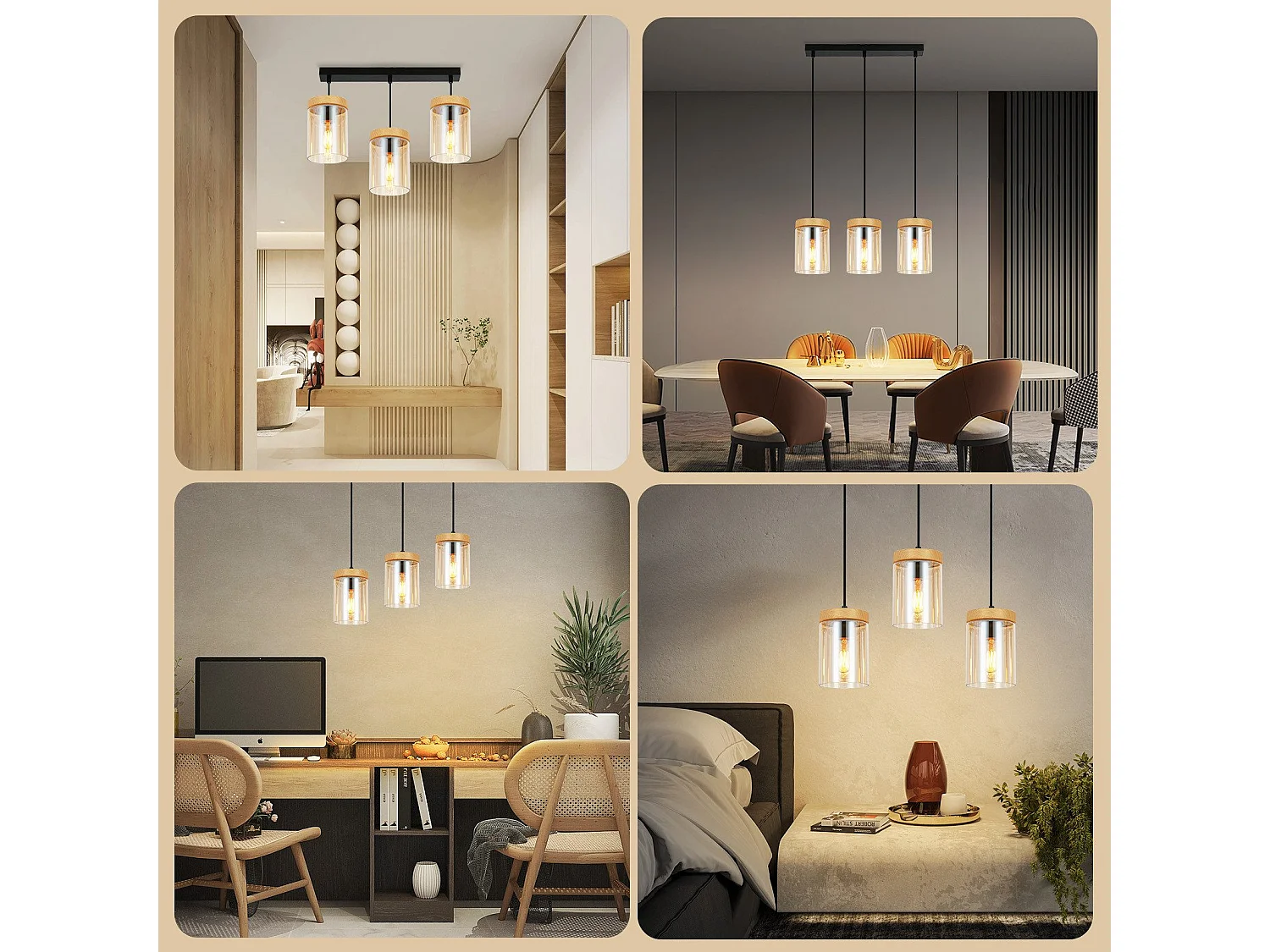 Lampe à Suspension Pour Table à Manger 3 Flammes En Verre Vintage E27 Lampe Suspendue Pour Salon