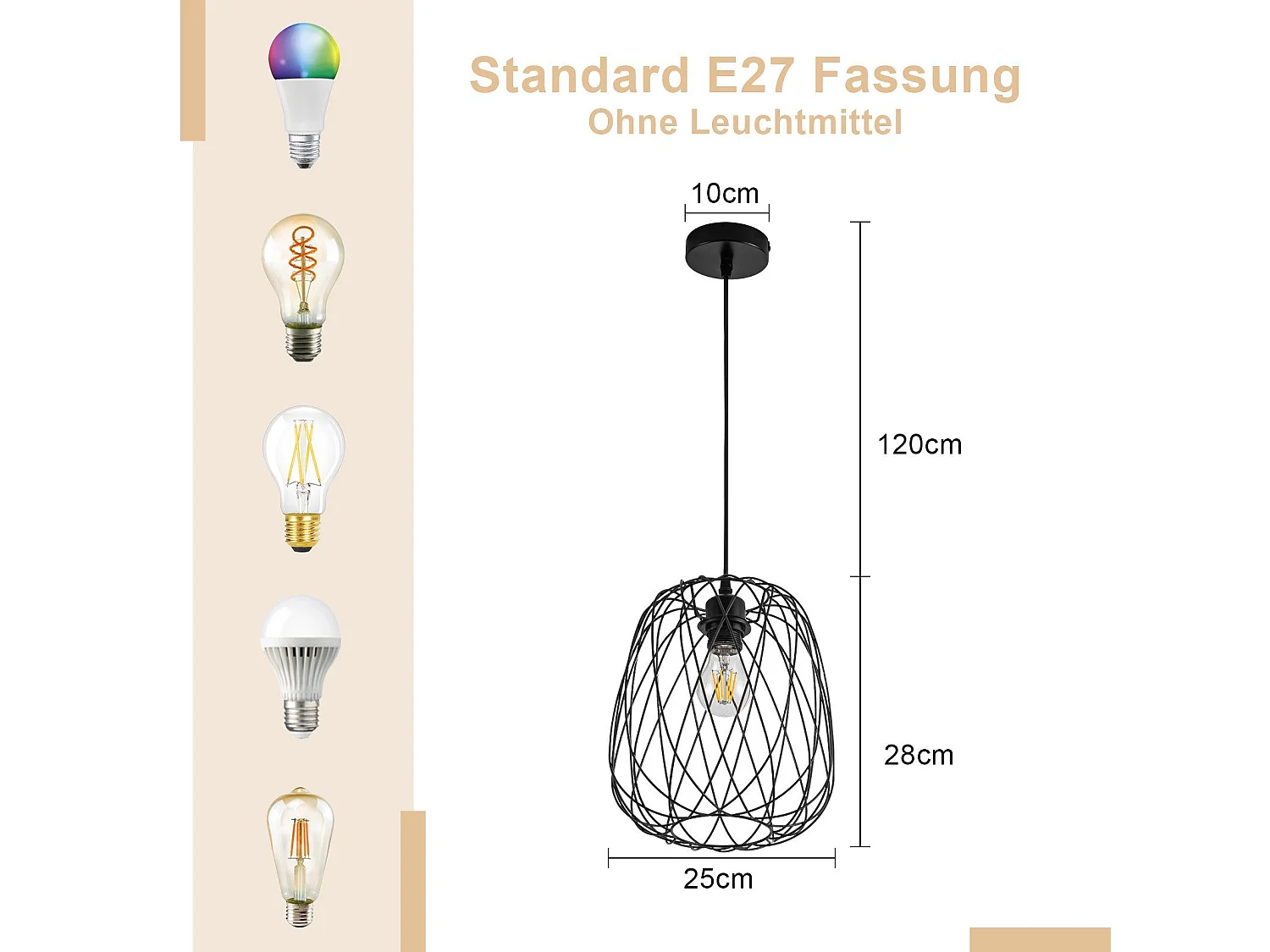 NETTLIFE Lampa wisząca do jadalni Lampa wisząca vintage - E27 Lampa wisząca sufitowa Czarna metalowa okrągła lampa wisząca