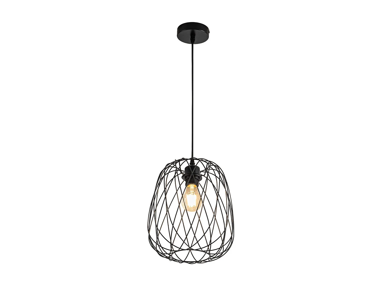 NETTLIFE Suspension Table à manger Suspension Vintage - Suspension E27 Plafonnier Suspension Métal Noir Ronde Suspension