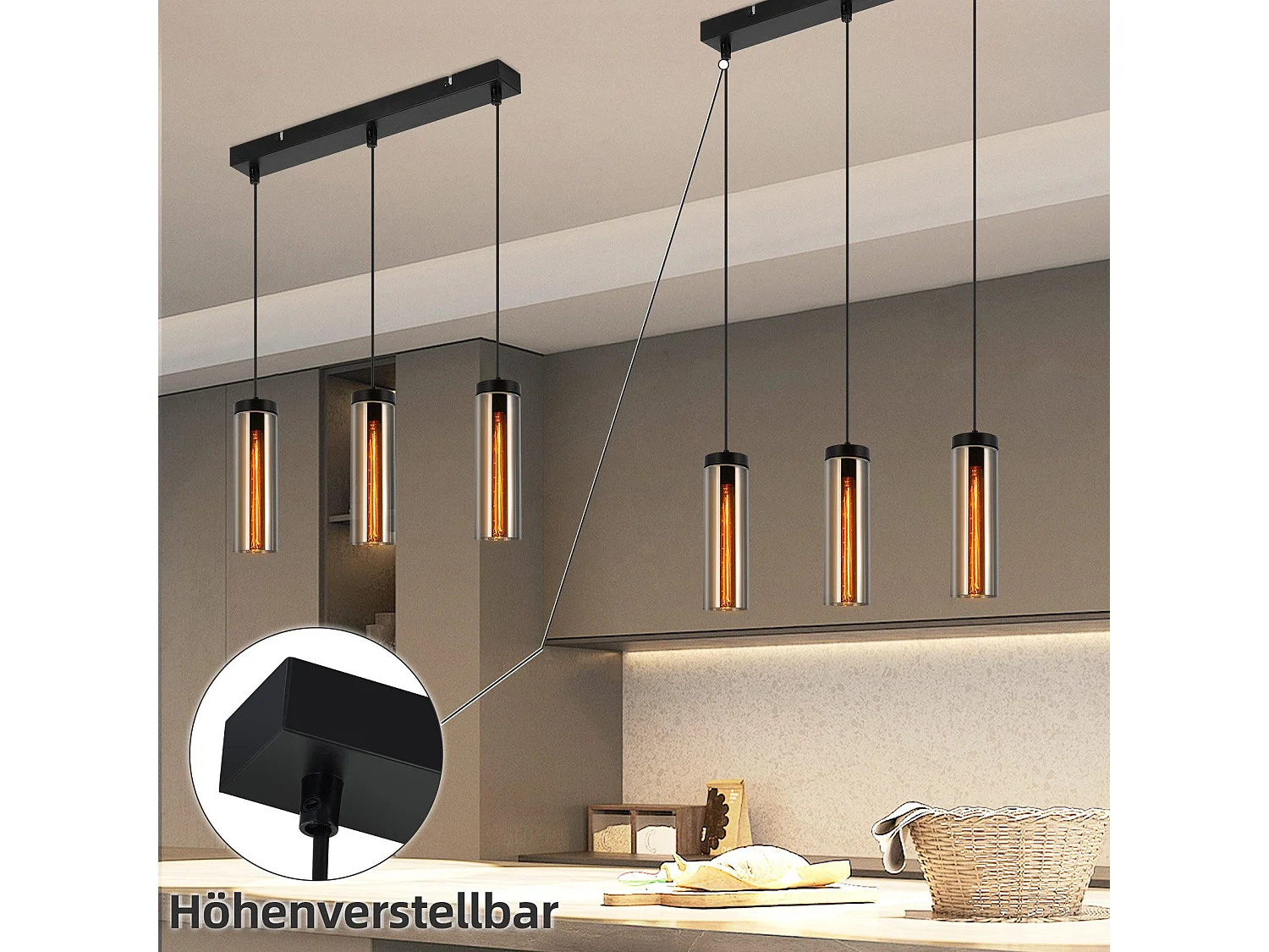 Lampe à Suspension Pour Table à Manger En Verre Noir Mat Rétro 3 Flammes E27