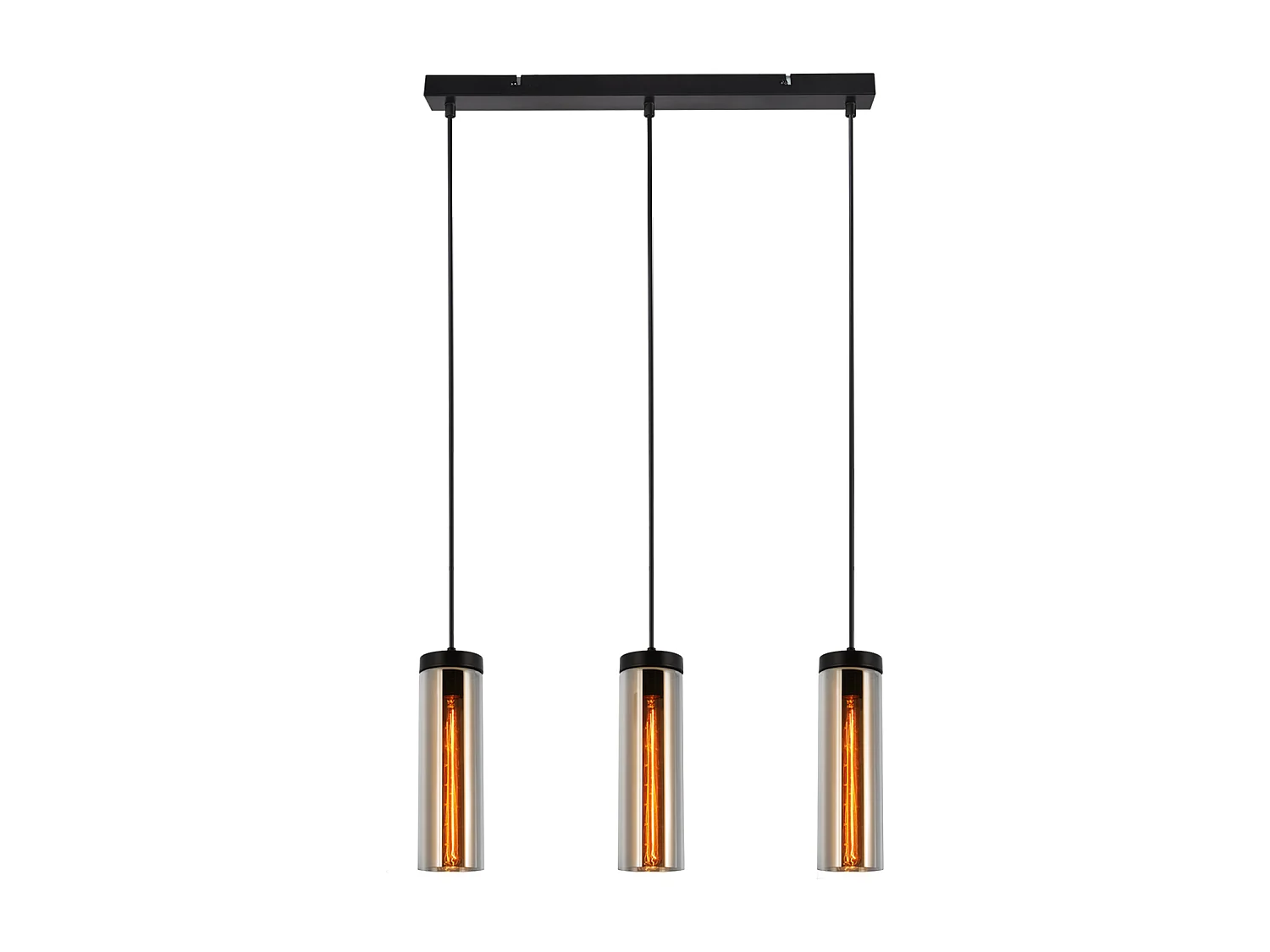 Lampe à Suspension Pour Table à Manger En Verre Noir Mat Rétro 3 Flammes E27