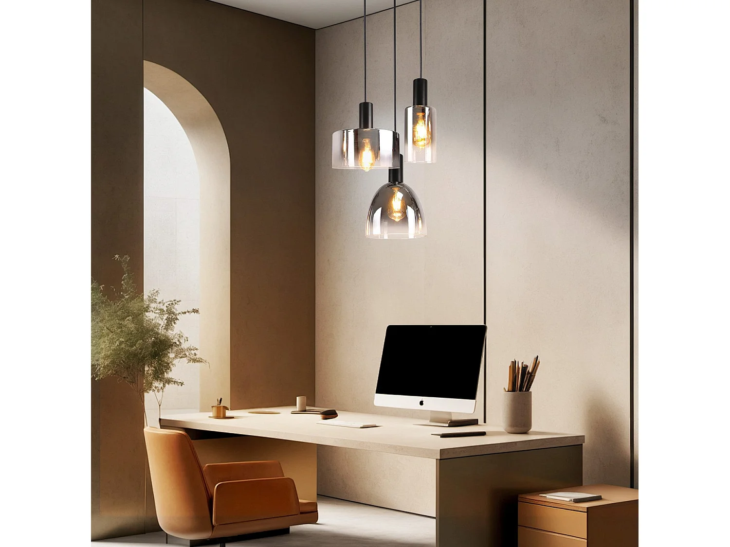 Vintage lampa wisząca do jadalni w kolorze dymu szarego szkła E27 z regulacją wysokości do salonu