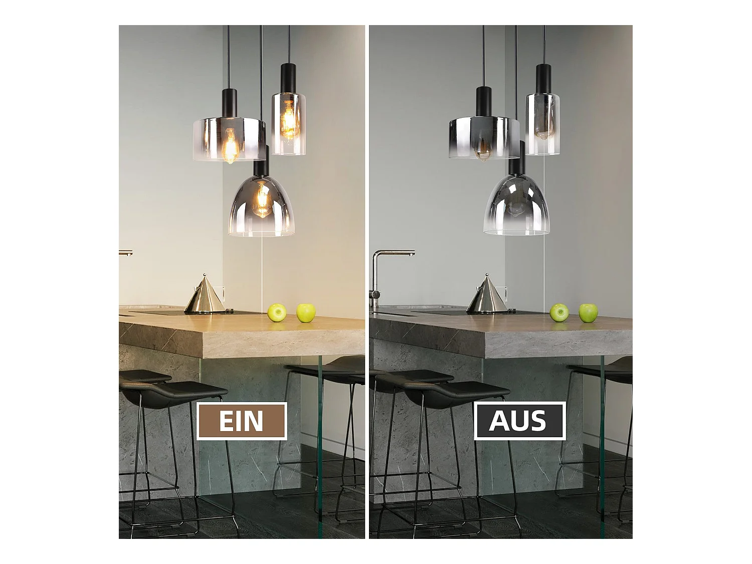 Lampe à Suspension Pour Table à Manger Vintage En Verre Gris Fumé E27 Réglable En Hauteur Pour Salon