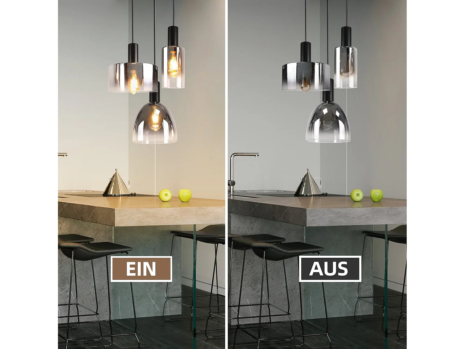 Lampe à Suspension Pour Table à Manger Vintage En Verre Gris Fumé E27 Réglable En Hauteur Pour Salon