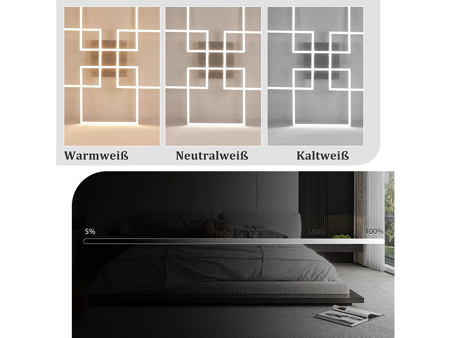 NETTLIFE Plafonnier LED Chambre Argent Dimmable 64CM 36W Géométrique Salon avec Télécommande