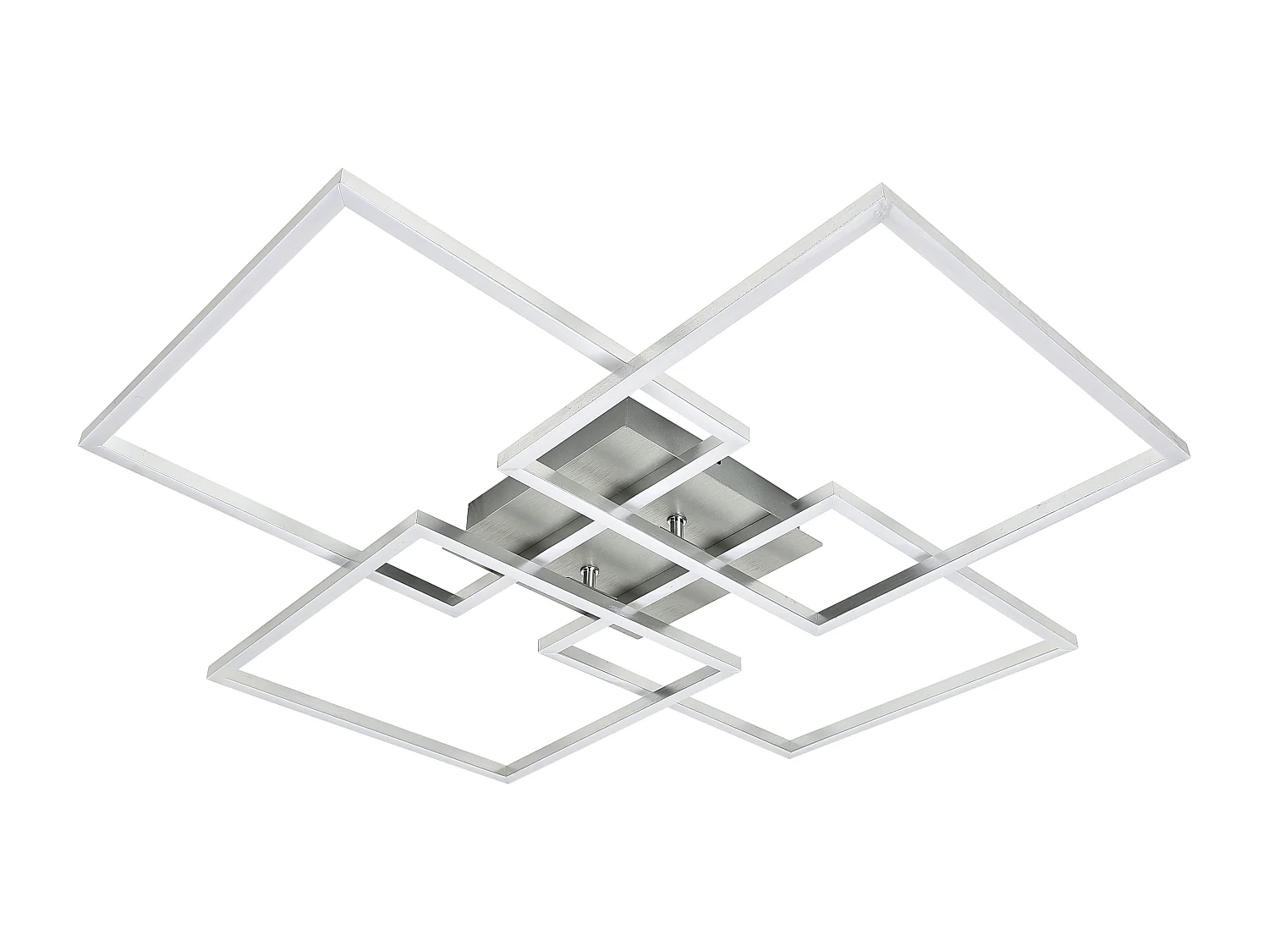 NETTLIFE Plafonnier LED Chambre Argent Dimmable 64CM 36W Géométrique Salon avec Télécommande