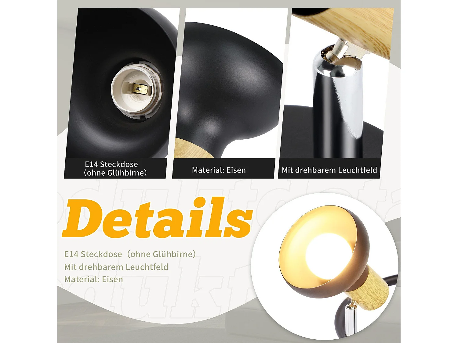 NETTLIFE 3-vlams plafondspot E14 350° verstelbaar vintage plafondlamp voor hal woonkamer