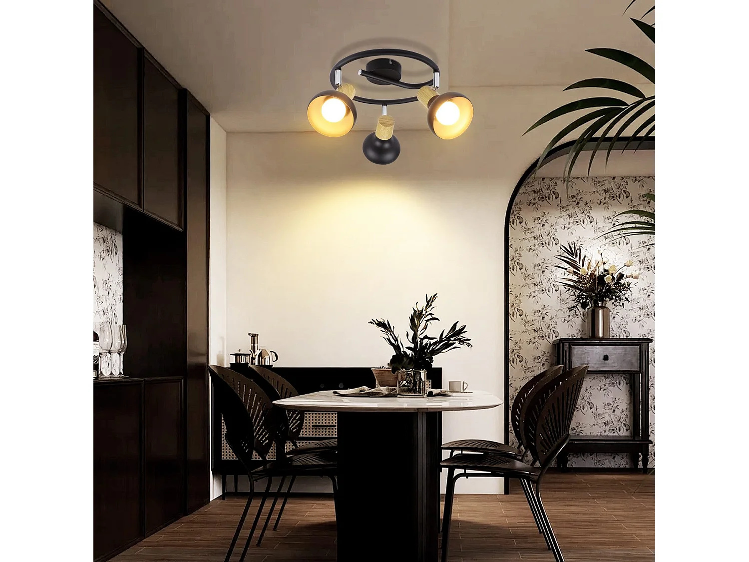 NETTLIFE Spot de plafond 3 flammes E14 plafonnier vintage orientable à 350° pour couloir salon