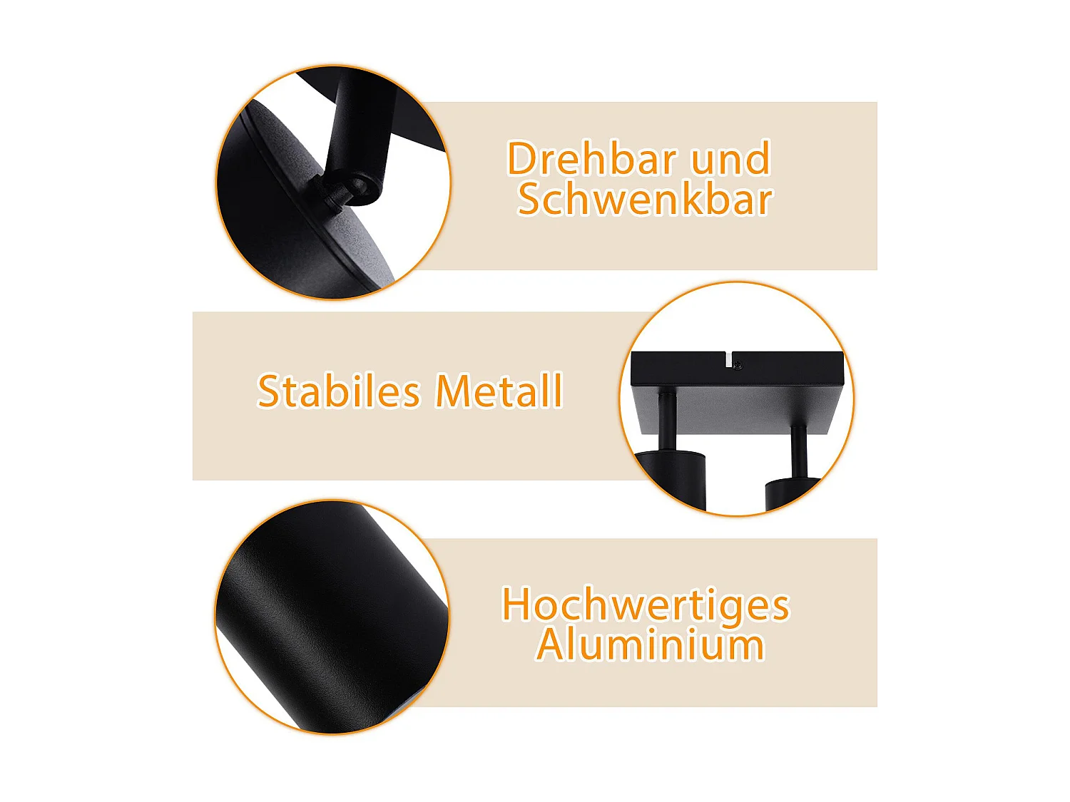 NETTLIFE Spot de plafond salon 2 ampoules noir GU10 plafonnier pivotant spot intérieur moderne pour chambre cuisine