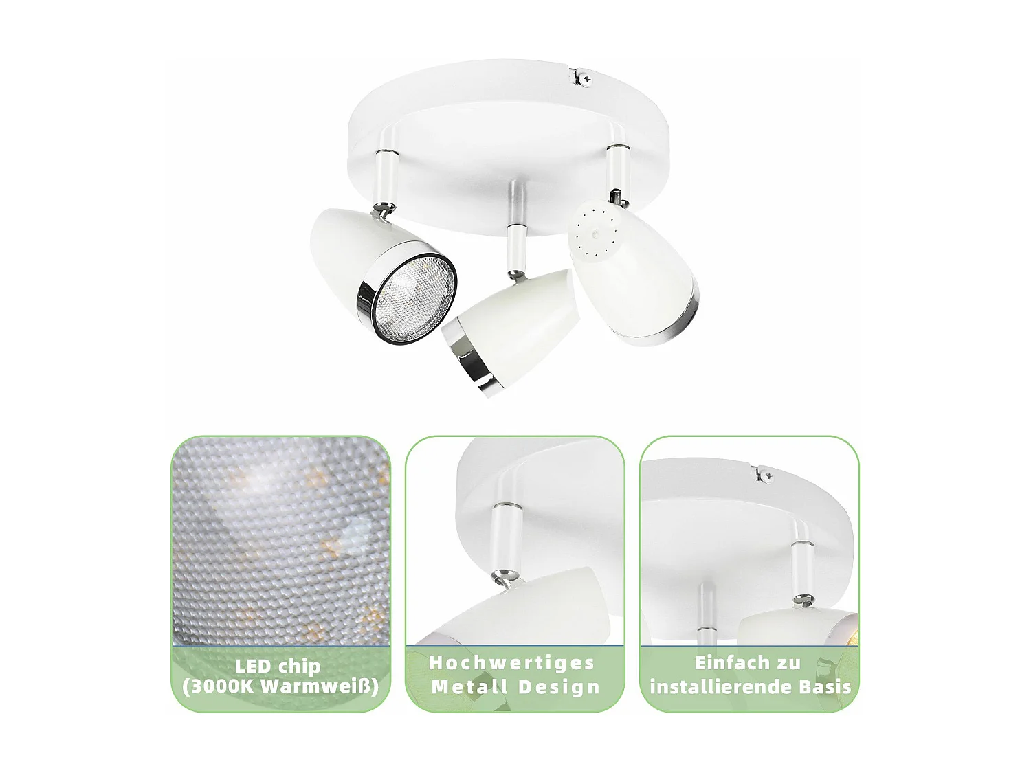 Foco de techo LED NETTLIFE 3 focos moderno 4W blanco cálido 3000K