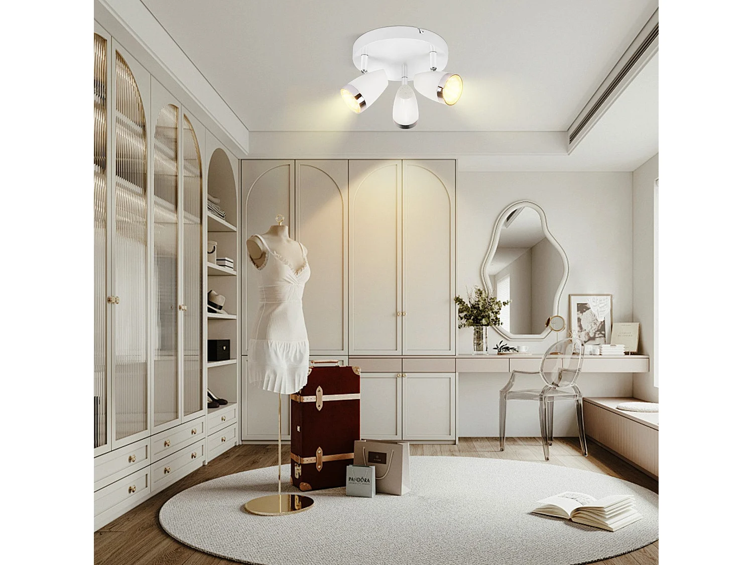 NETTLIFE Spot de plafond LED 3 ampoules moderne 4W blanc blanc chaud 3000K