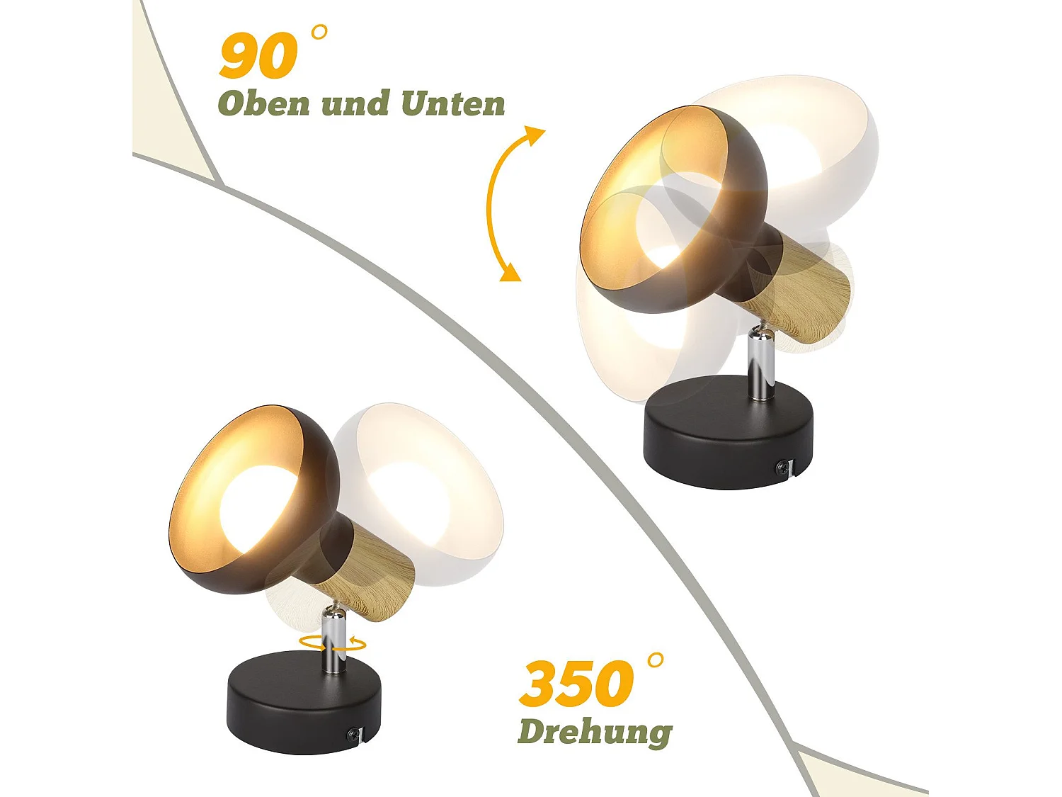 NETTLIFE Spot de plafond vintage E14 abat-jour industriel en fer spot pivotant pour chambre à coucher couloir salon