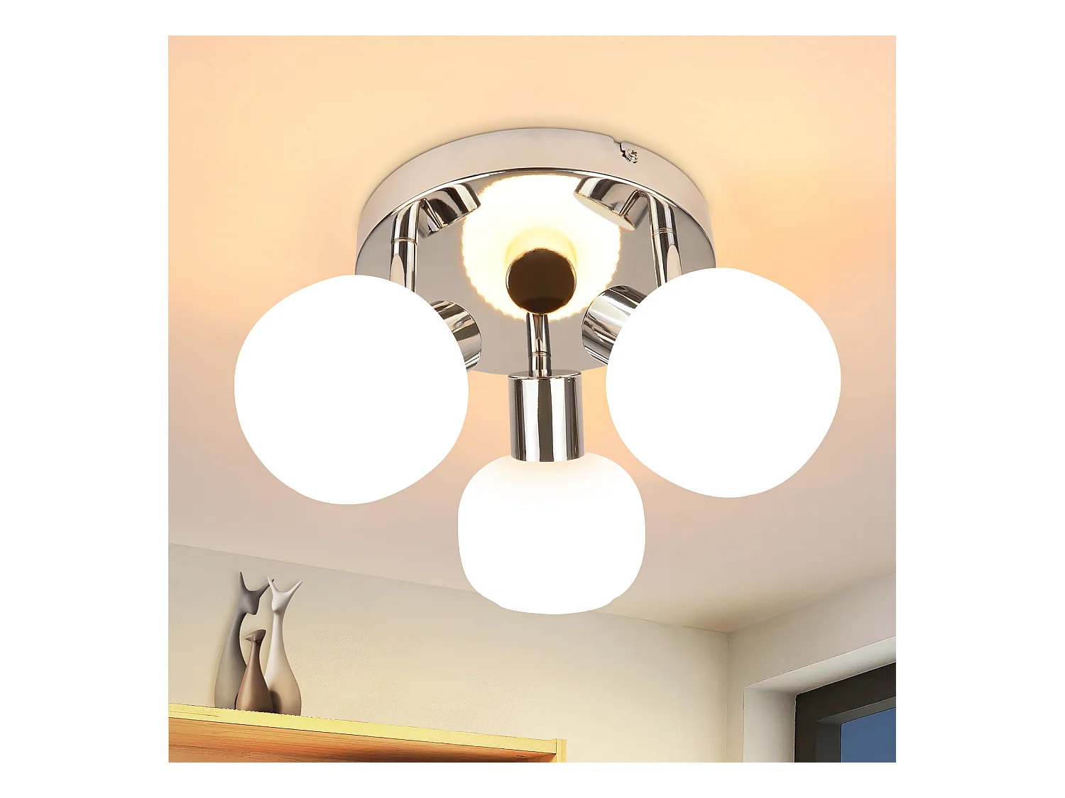 NETTLIFE Spot de plafond blanc E14 3 ampoules abat-jour intérieur en verre spot orientable sans centre lumineux