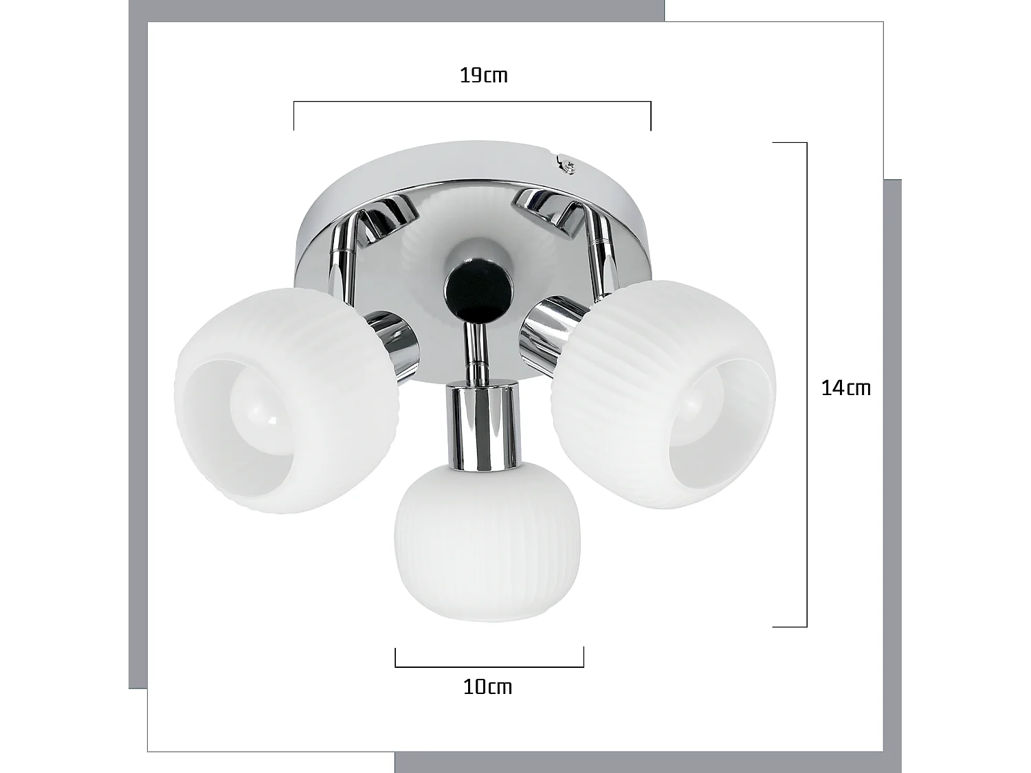 NETTLIFE Spot de plafond blanc E14 3 ampoules abat-jour intérieur en verre spot orientable sans centre lumineux