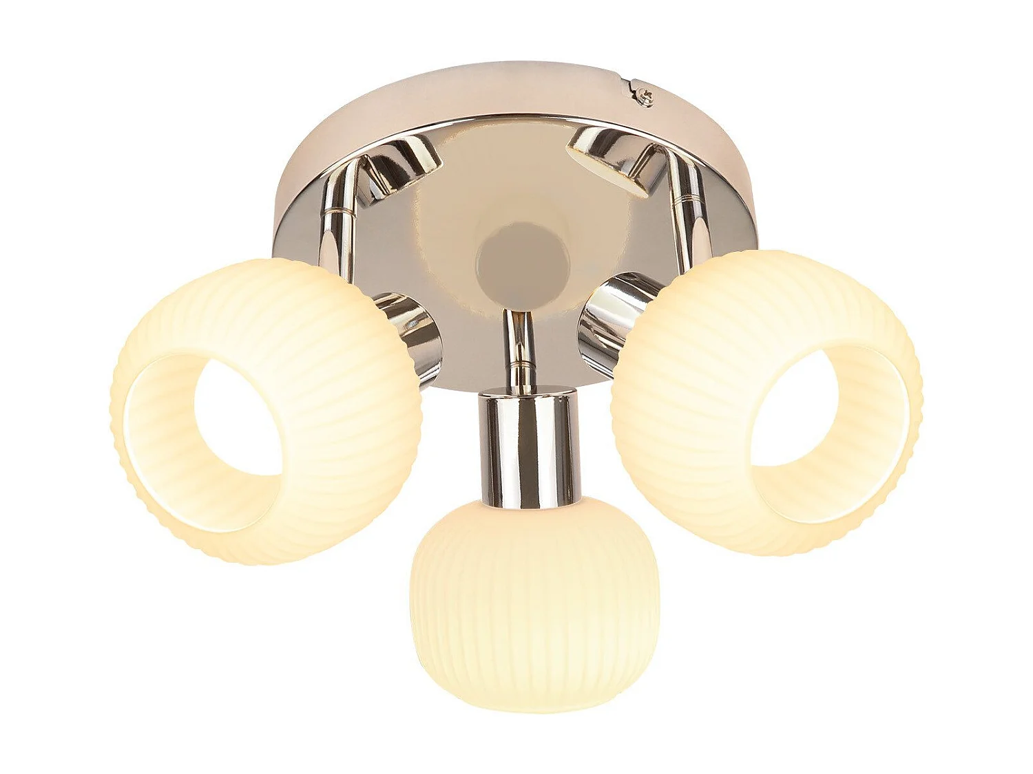 NETTLIFE Spot de plafond blanc E14 3 ampoules abat-jour intérieur en verre spot orientable sans centre lumineux