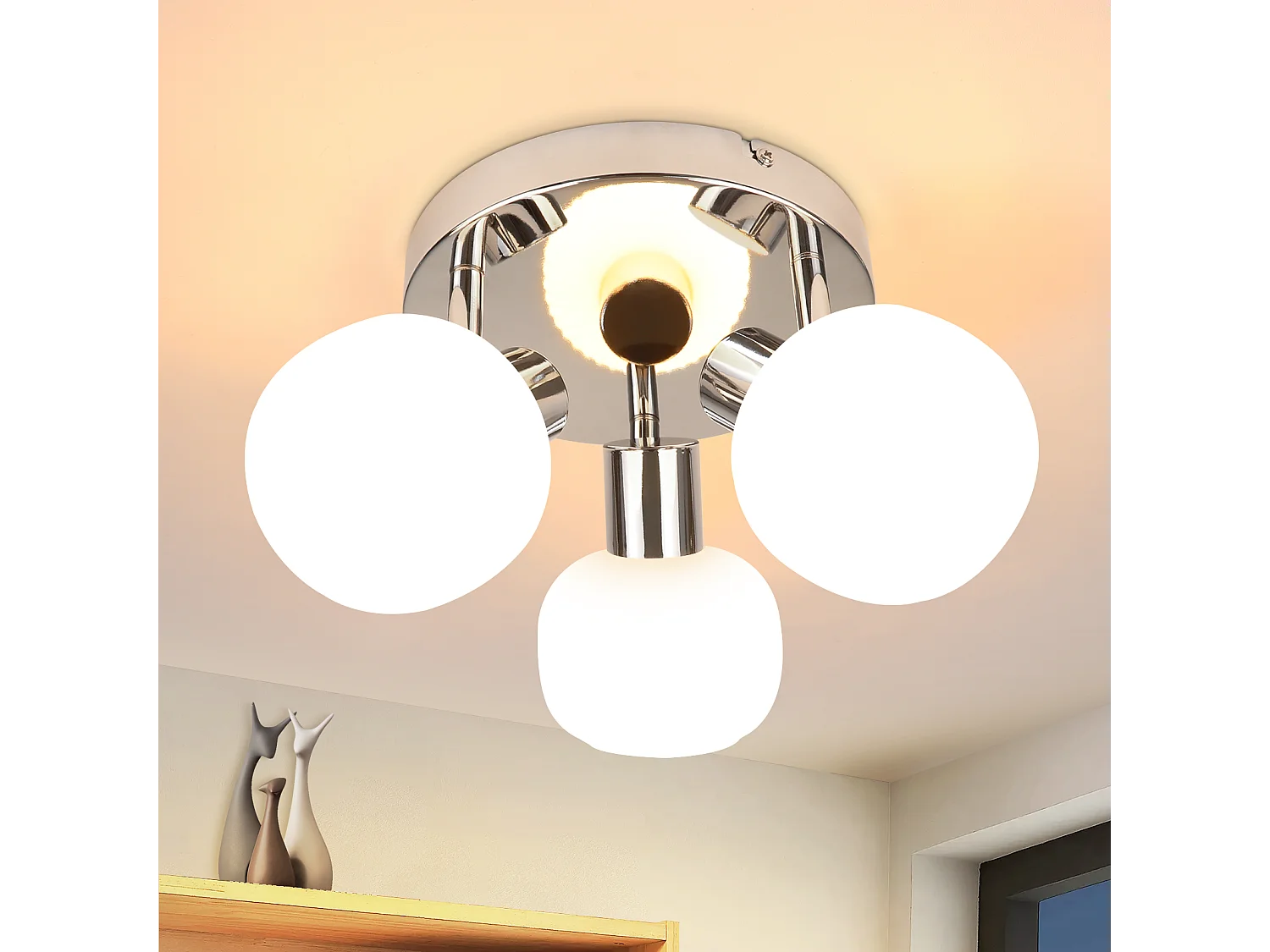 NETTLIFE Witte Plafondspot E14 3 Lampen Binnenste Glazen Kap Verstelbare Spot Zonder Lichtcentrum