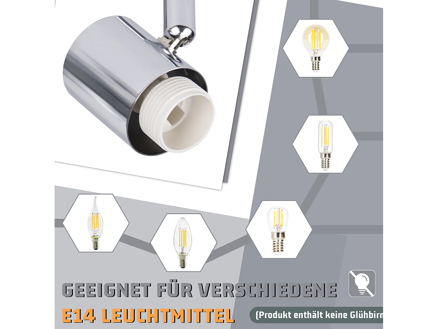 NETTLIFE Spot de plafond blanc E14 3 ampoules abat-jour intérieur en verre spot orientable sans centre lumineux