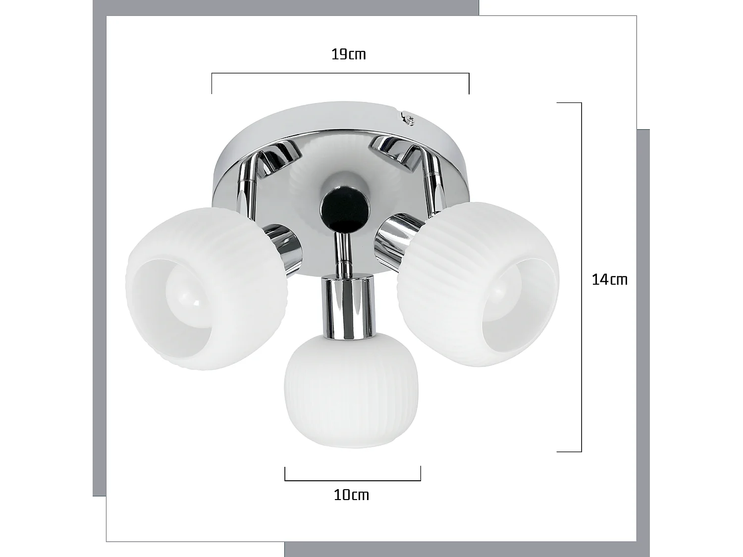NETTLIFE Spot de plafond blanc E14 3 ampoules abat-jour intérieur en verre spot orientable sans centre lumineux