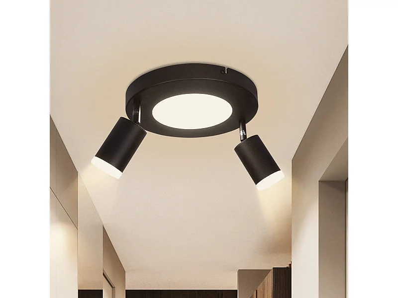 NETTLIFE Reflektor sufitowy 2 żarówki czarny 3000K ochrona oczu łatwa instalacja regulowana 350° GU10