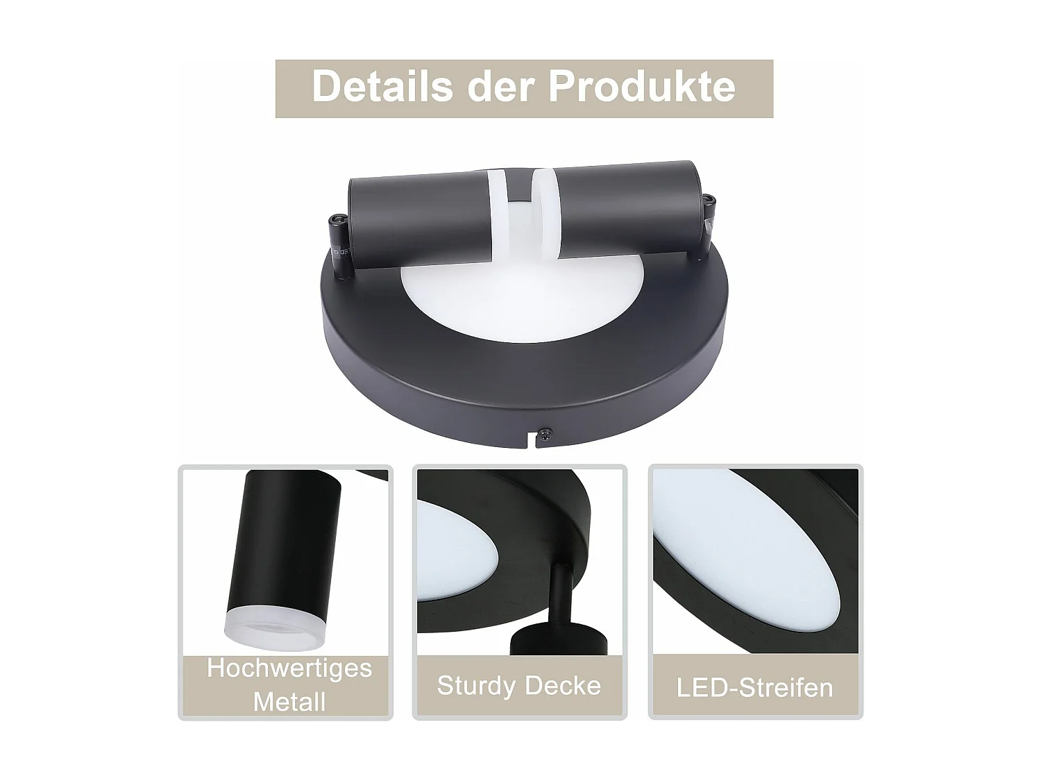 NETTLIFE Foco de techo 2 focos negro 3000K protección ocular fácil instalación orientable 350° GU10