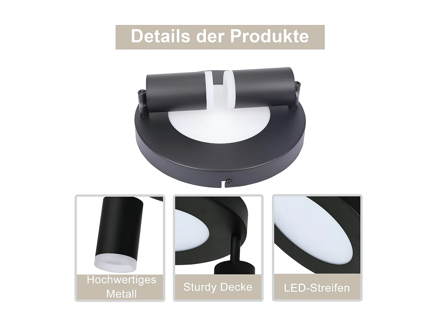 NETTLIFE Plafondspot 2 lampen zwart 3000K oogbescherming eenvoudige installatie verstelbaar 350° GU10