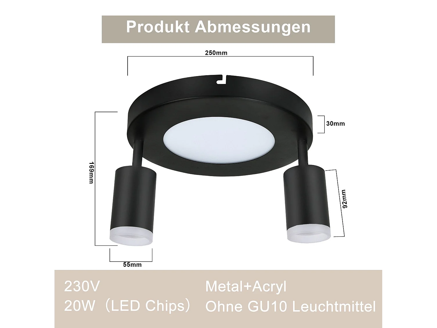 NETTLIFE Plafondspot 2 lampen zwart 3000K oogbescherming eenvoudige installatie verstelbaar 350° GU10