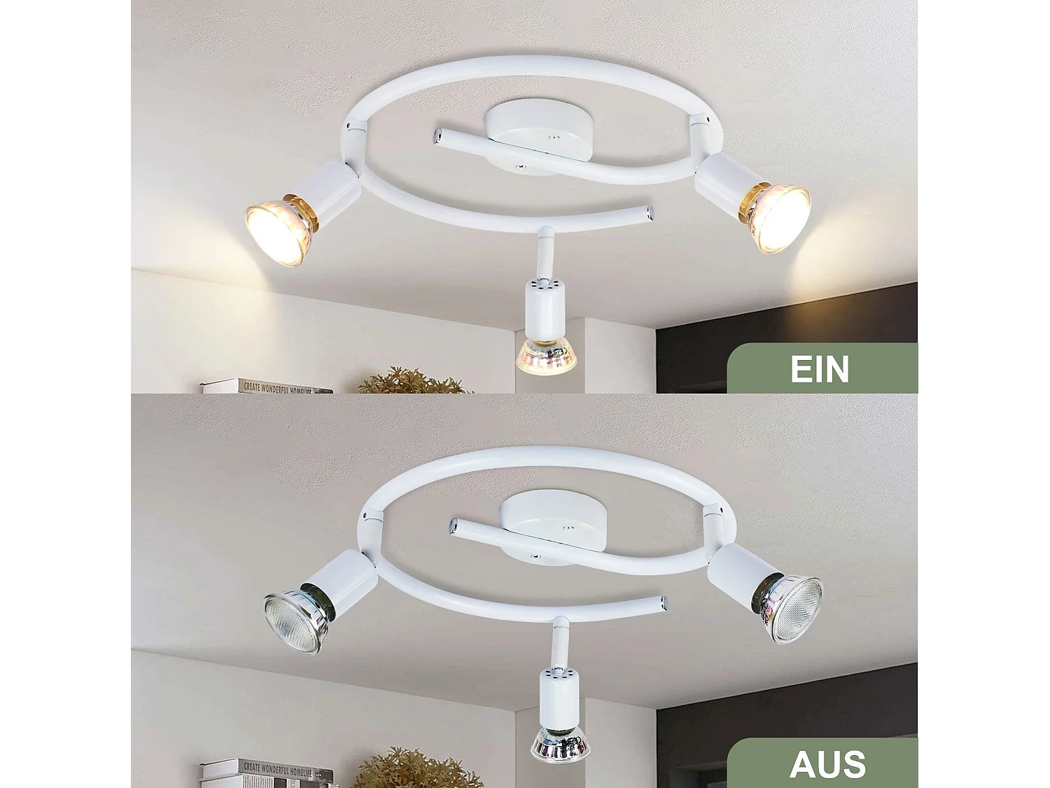 NETTLIFE Spot de plafond LED orientable GU10 3 spots de plafond flamme salon industriel