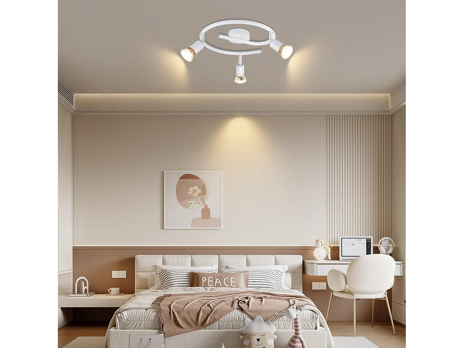 NETTLIFE Spot de plafond LED orientable GU10 3 spots de plafond flamme salon industriel