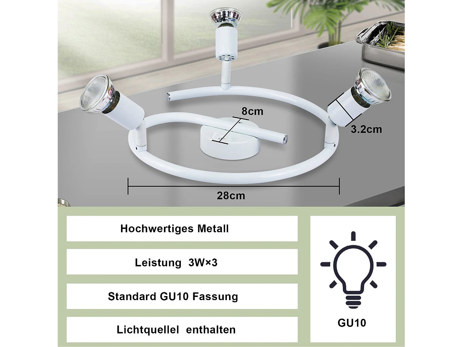 NETTLIFE Regulowany reflektor sufitowy LED GU10 3-płomieniowy reflektor sufitowy Industrialny salon
