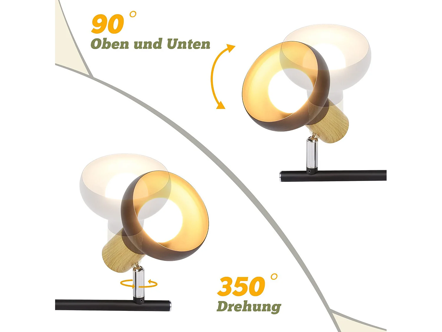 NETTLIFE Faretto da soffitto vintage E14 per interni, orientabile a 350°, nero, stile industriale, 4 luci rotonde