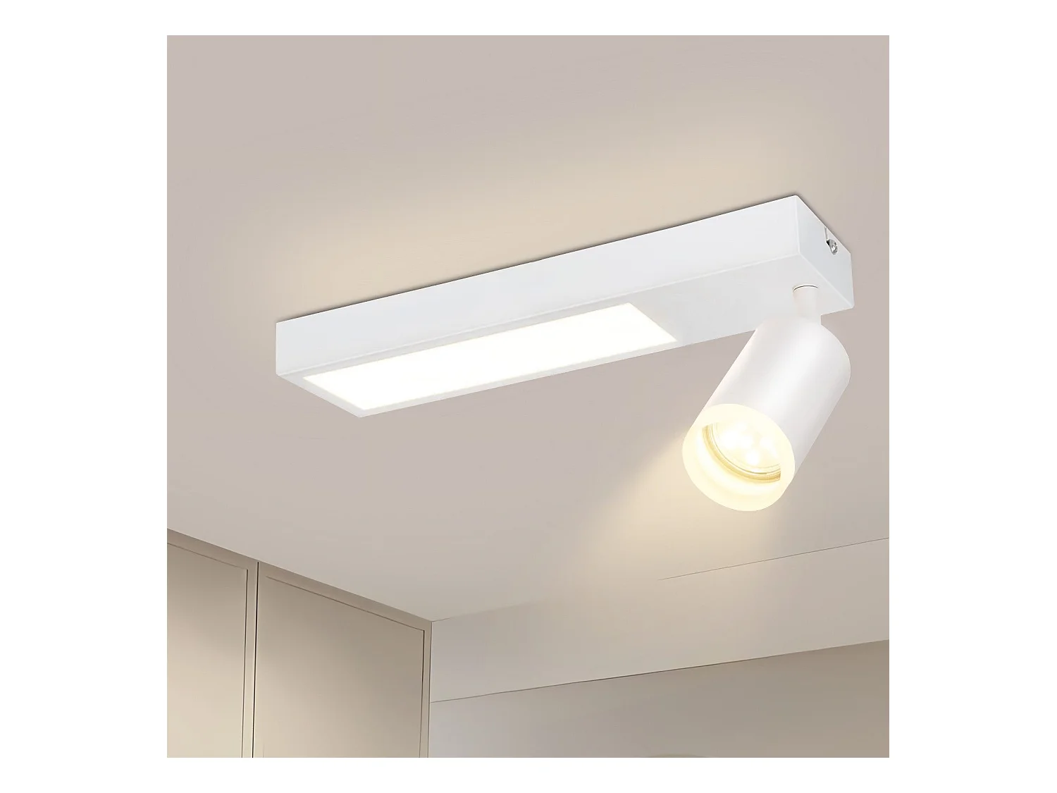 NETTLIFE Spot de plafond 1 ampoule GU10 chambre 3000k 20W lampe de cuisine blanc chaud orientable pour chambre cuisine bureau