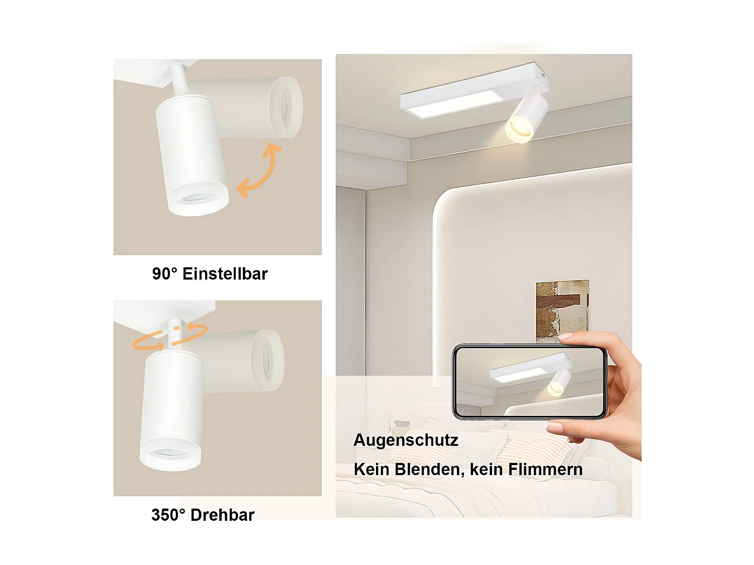 NETTLIFE Plafondspot 1 lamp GU10 slaapkamer 3000k 20W zwart keukenlamp warm wit verstelbaar voor slaapkamer keuken kantoor