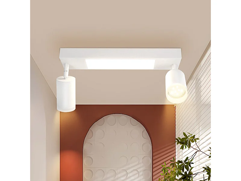 NETTLIFE Spot plafond 2 Ampoules GU10 chambre 3000k 20W blanc chaud orientable métal
