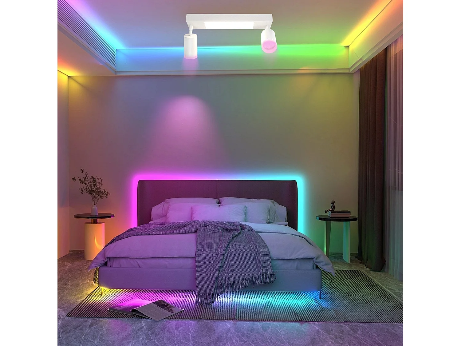 NETTLIFE Spot plafond 2 Ampoules GU10 chambre 3000k 20W blanc chaud orientable métal