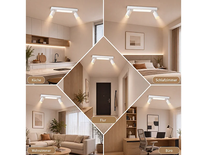 NETTLIFE Spot plafond 2 Ampoules GU10 chambre 3000k 20W blanc chaud orientable métal