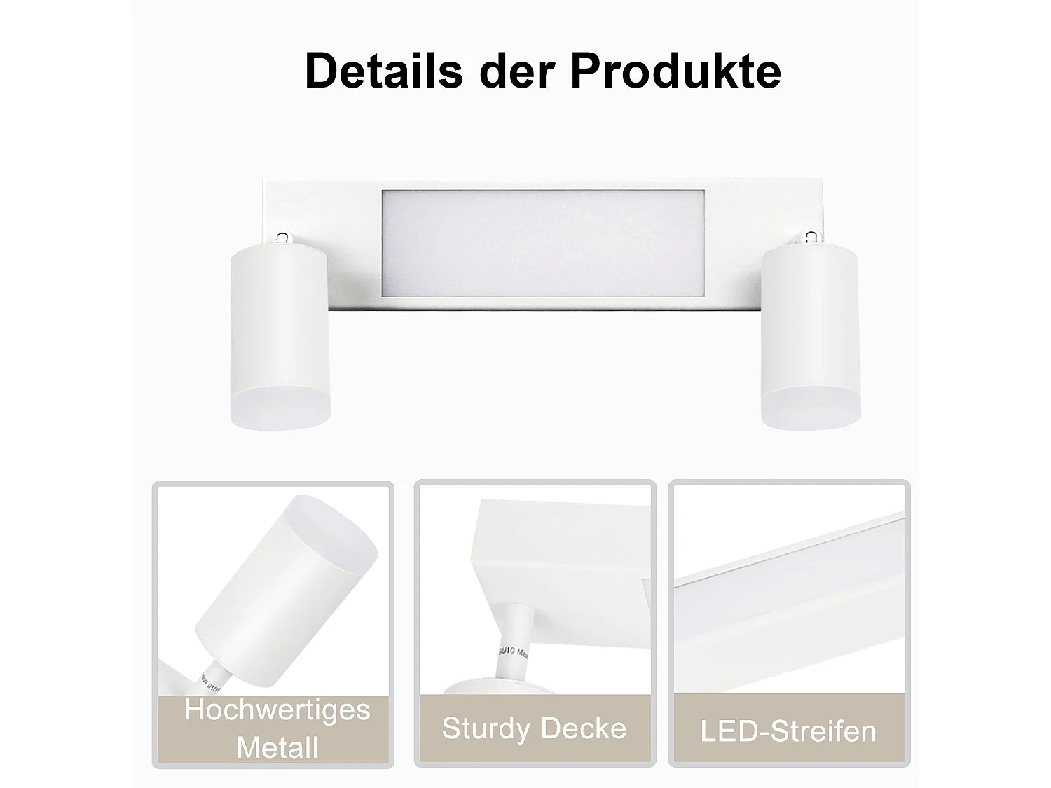 NETTLIFE Spot plafond 2 Ampoules GU10 chambre 3000k 20W blanc chaud orientable métal
