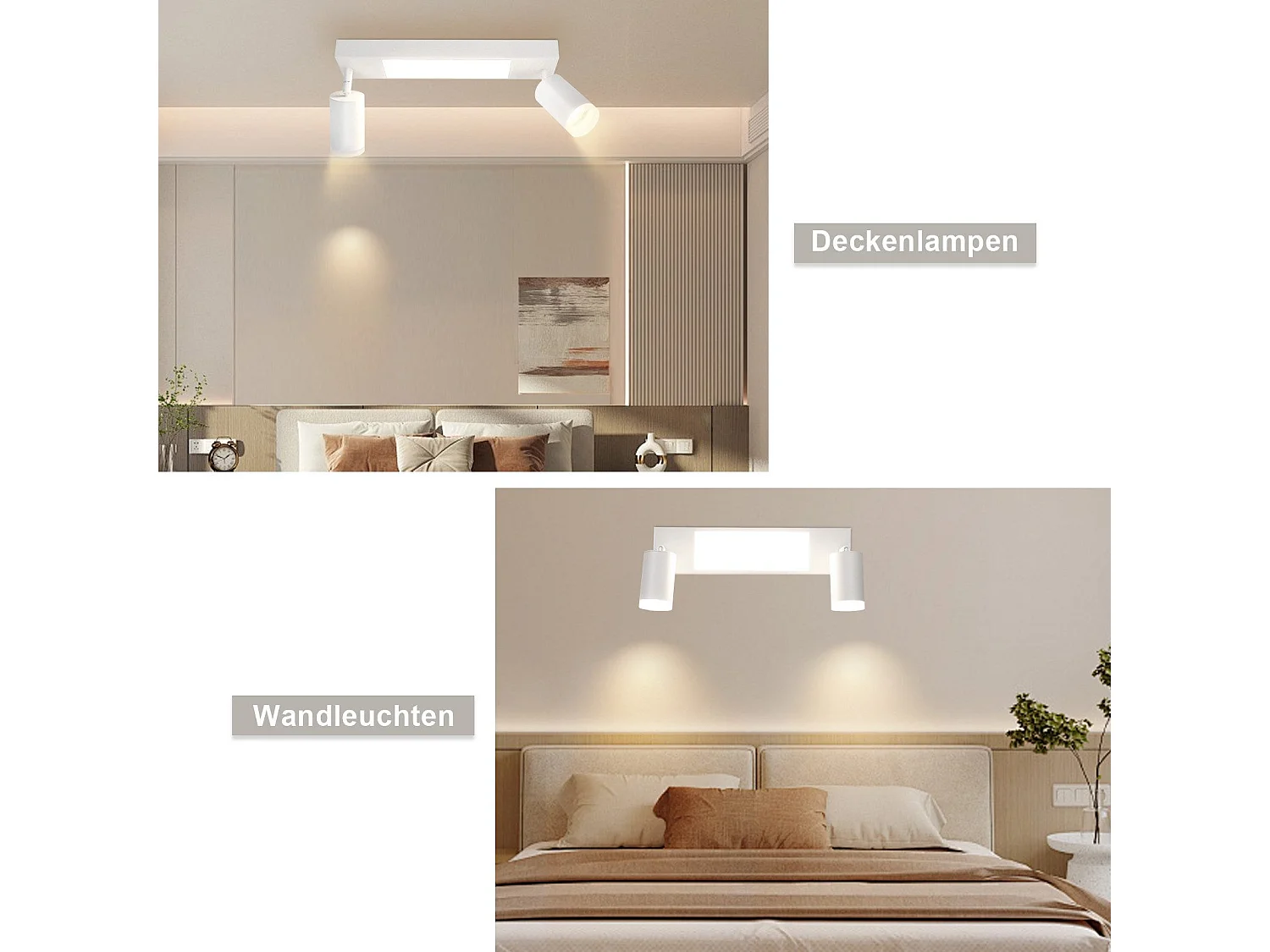 NETTLIFE Spot plafond 2 Ampoules GU10 chambre 3000k 20W blanc chaud orientable métal