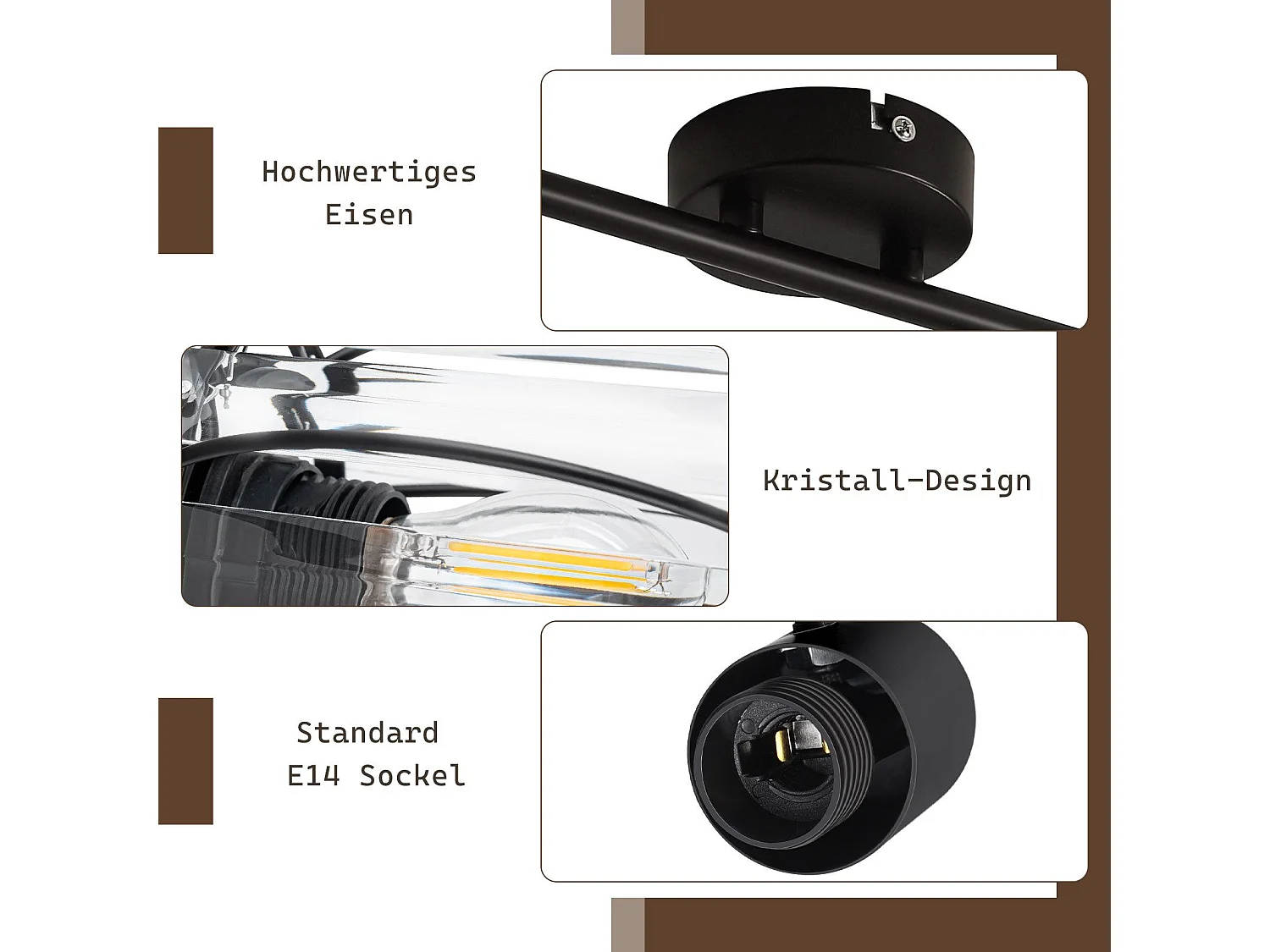 2er Vintage Black Crystal Ceiling Spotlight E14 Do korytarza przemysłowego Obrotowy 350°