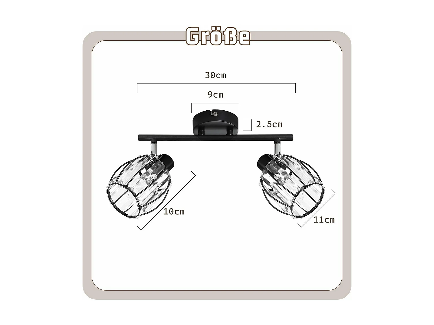 2er Vintage Black Crystal Ceiling Spotlight E14 Do korytarza przemysłowego Obrotowy 350°